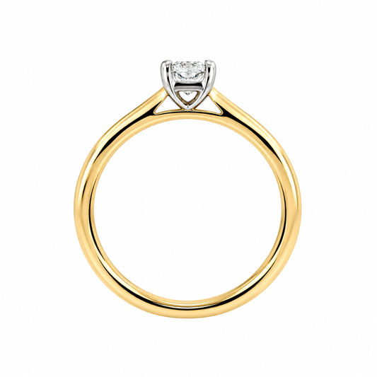 18ct Yellow Gold & Platinum Solitaire 4 Claw Set 0.50ct Single Stone Radiant Cut Diamond Ring