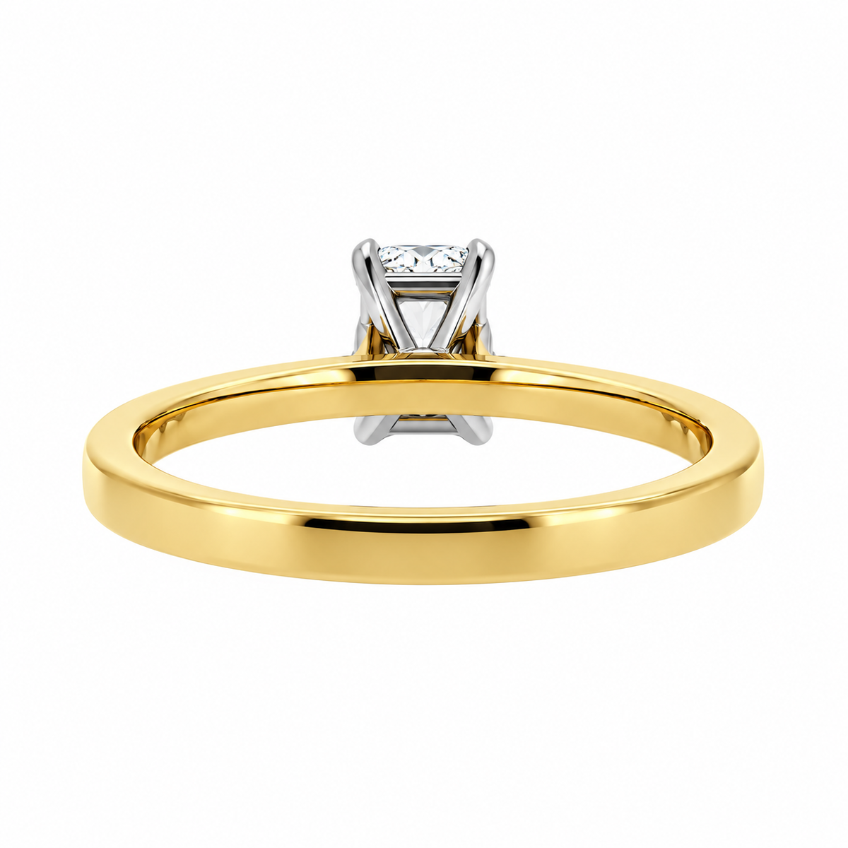 18ct Yellow Gold & Platinum Solitaire 4 Claw Set 0.50ct Single Stone Radiant Cut Diamond Ring