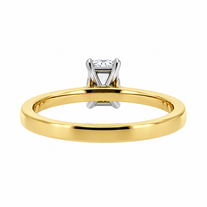18ct Yellow Gold & Platinum Solitaire 4 Claw Set 0.50ct Single Stone Radiant Cut Diamond Ring