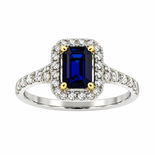 Platinum & 18ct Gold Sapphire & Diamond Set Cluster Ring