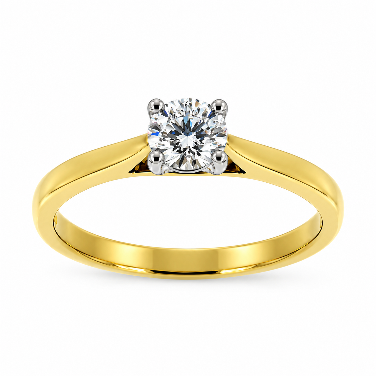 18ct Yellow Gold & Platinum Solitaire 4 Claw Set 0.50ct Single Stone Diamond Ring