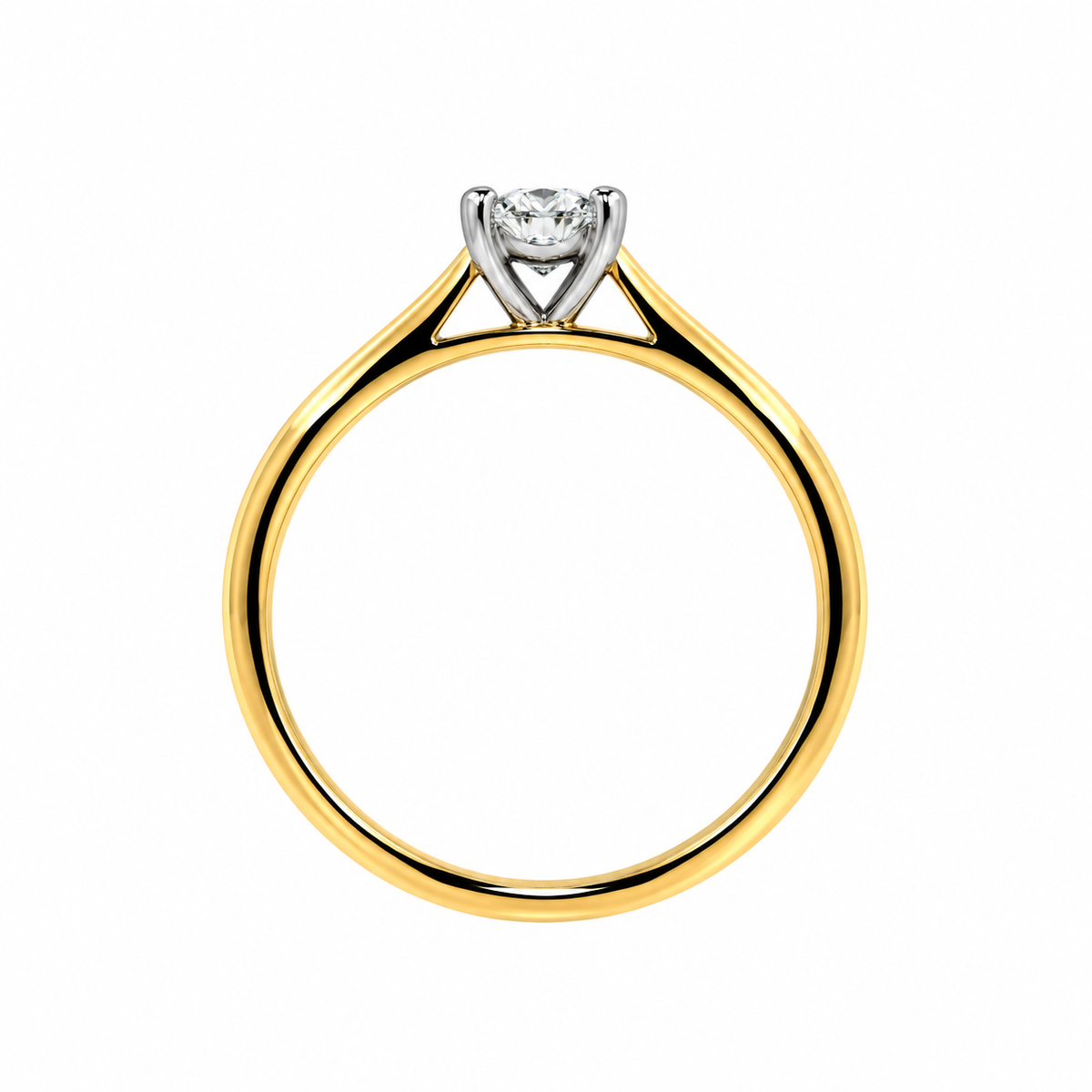 18ct Yellow Gold & Platinum Solitaire 4 Claw Set 0.50ct Single Stone Diamond Ring