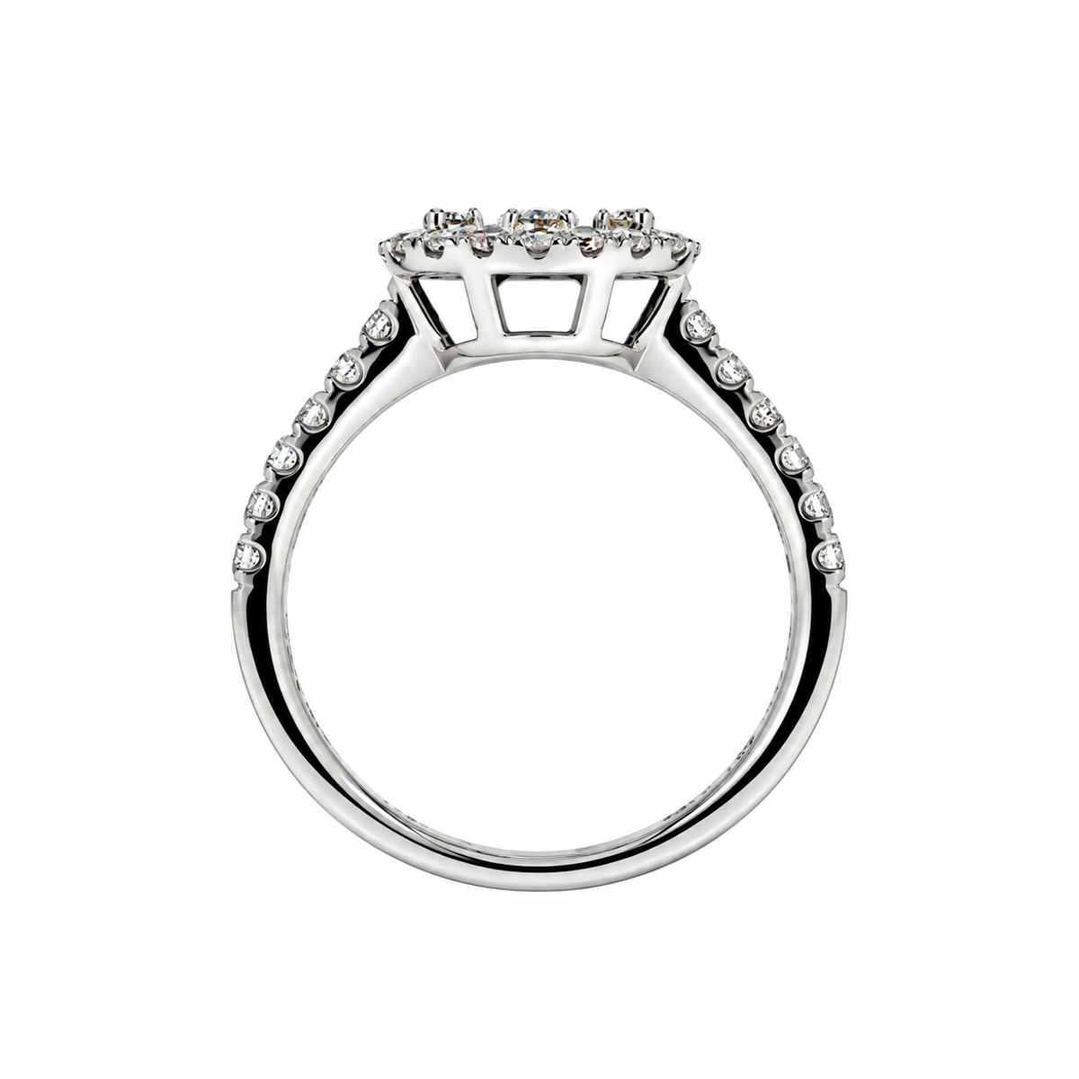 14ct White Gold Sapphire & Diamond Set Cluster Ring
