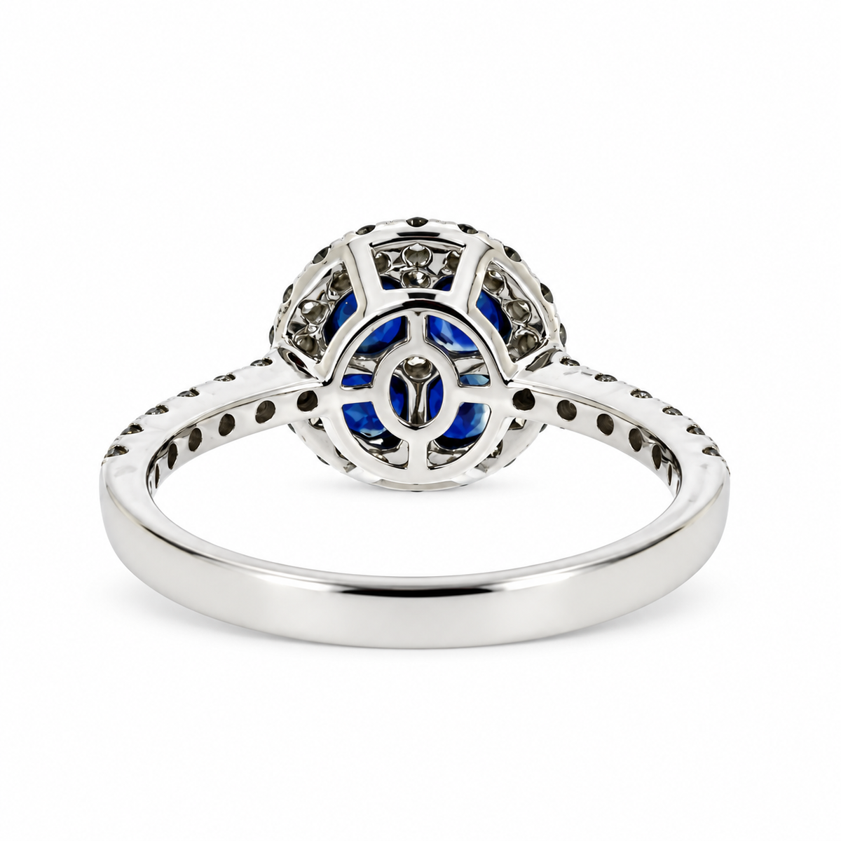 14ct White Gold Sapphire & Diamond Set Cluster Ring