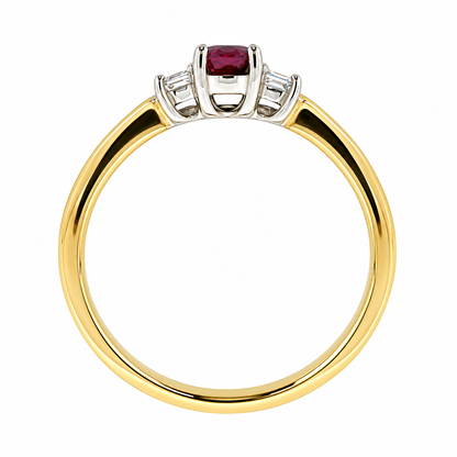 9ct Gold Ruby & Diamond Set Three Stone Trilogy Ring