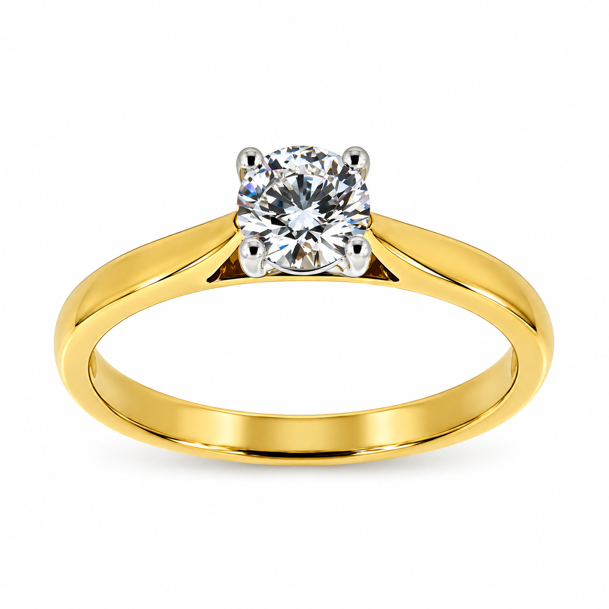 18ct Yellow Gold & Platinum Solitaire 4 Claw Set 0.39ct Single Stone Triple X Diamond Ring