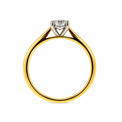 18ct Yellow Gold & Platinum Solitaire 4 Claw Set 0.39ct Single Stone Triple X Diamond Ring