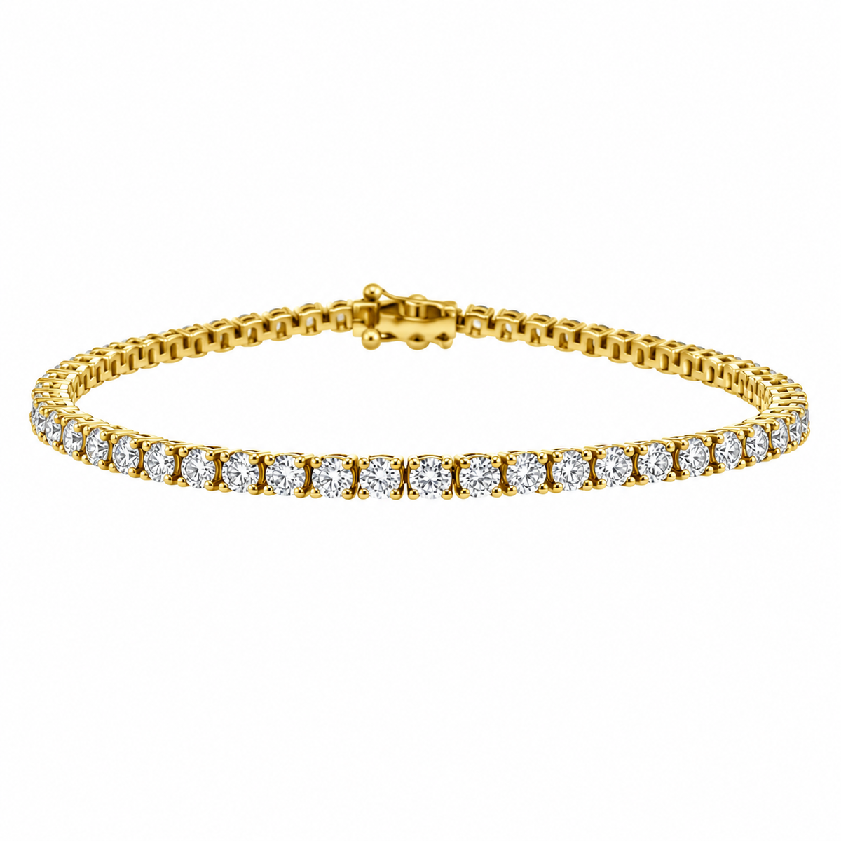 18ct Yellow Gold 3.50ct Diamond Claw Set Line Tennis Bracelet