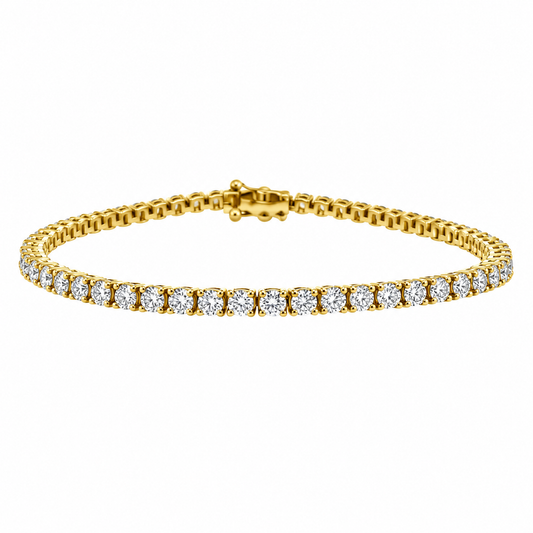 18ct Yellow Gold 3.50ct Diamond Claw Set Line Tennis Bracelet