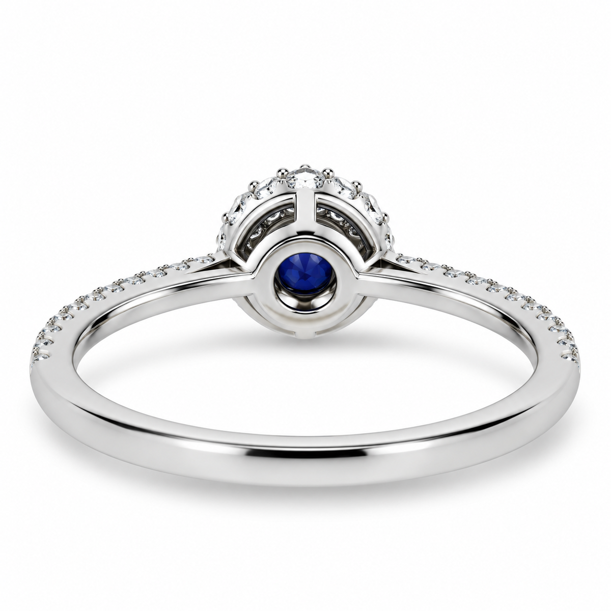 14ct White Gold Sapphire & Diamond Set Halo Cluster Ring