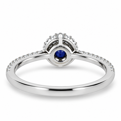 14ct White Gold Sapphire & Diamond Set Halo Cluster Ring