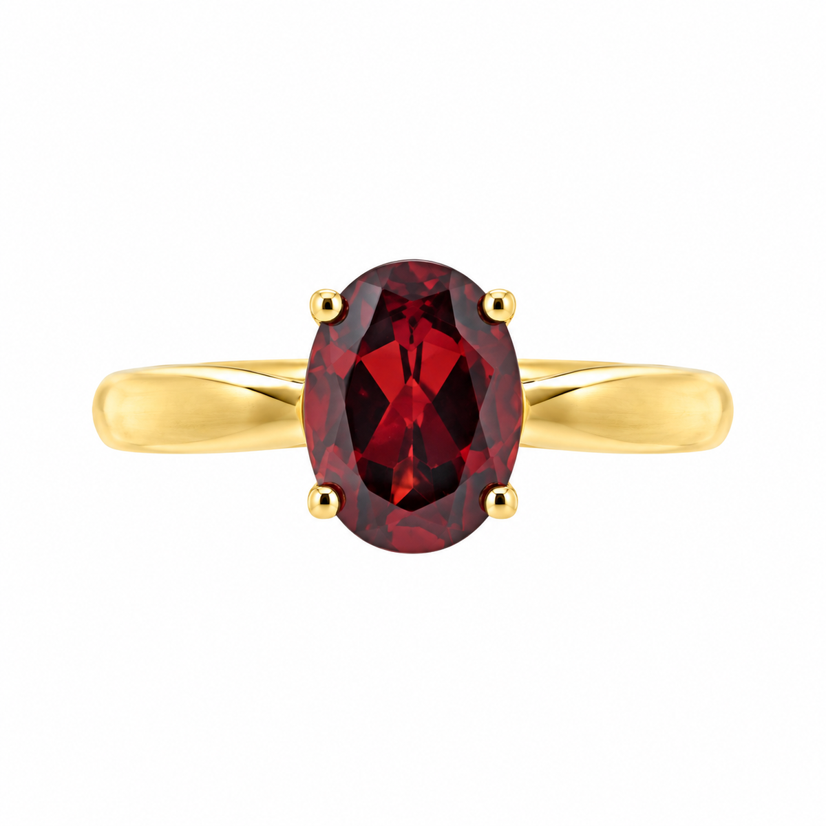9ct Gold Oval Garnet Claw Set Solitaire Ring