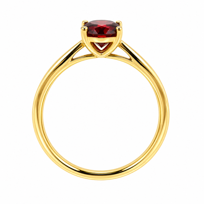 9ct Gold Oval Garnet Claw Set Solitaire Ring