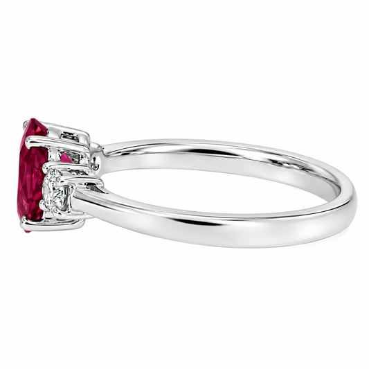 18ct White Gold Tourmaline & Diamond Set Three Stone Trilogy Ring