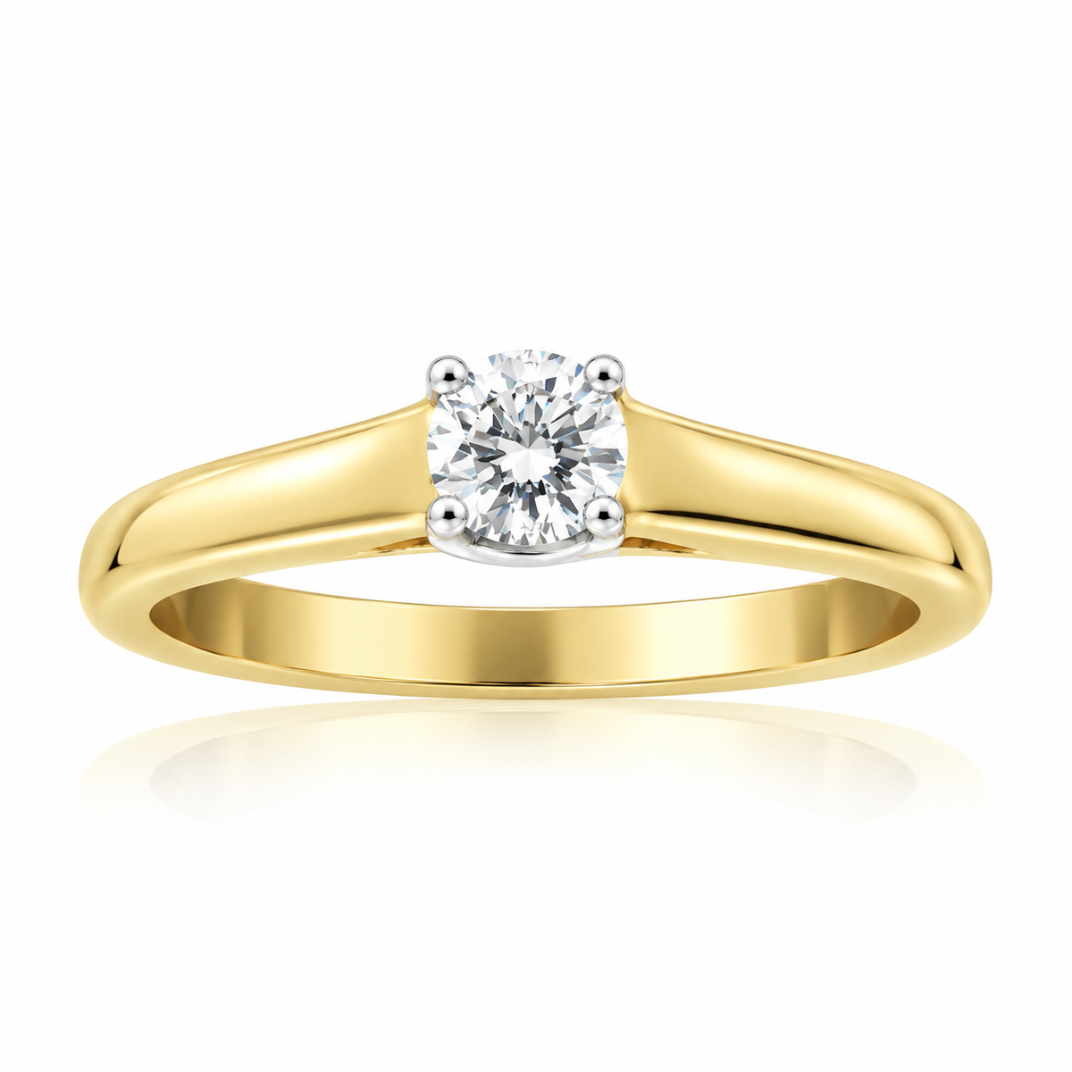 9ct Gold Solitaire 4 Claw Set 0.25ct Single Stone Diamond Ring