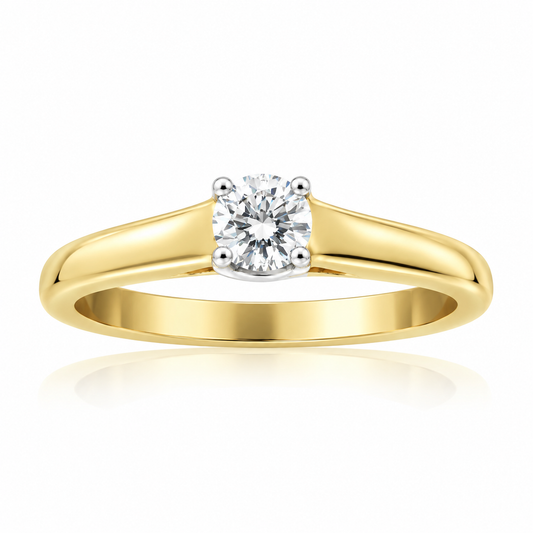 9ct Gold Solitaire 4 Claw Set 0.25ct Single Stone Diamond Ring