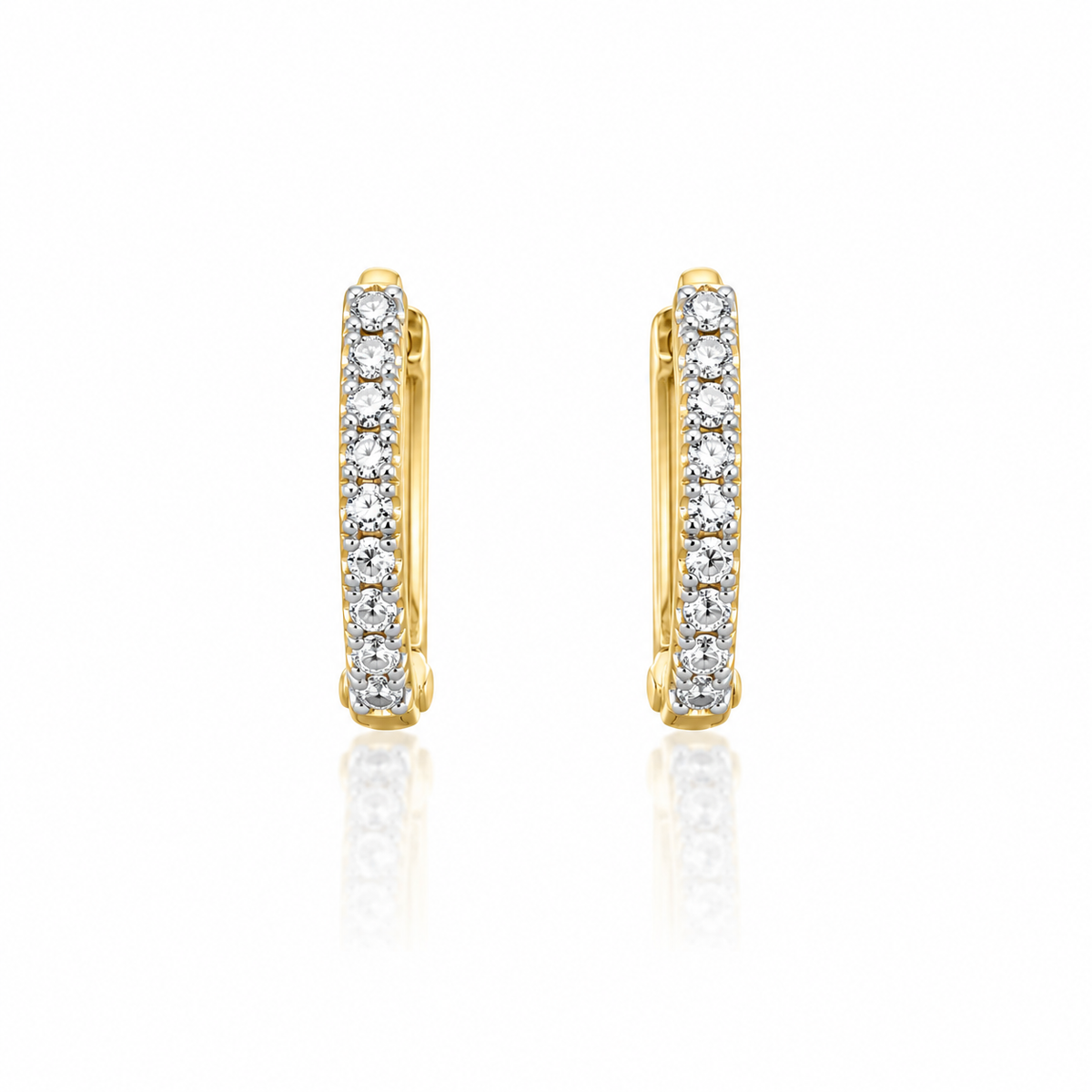 9ct Gold Claw Set Diamond Hoop Earrings