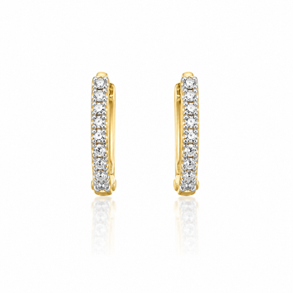 9ct Gold Claw Set Diamond Hoop Earrings