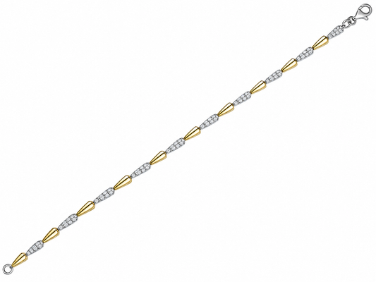 9ct Yellow & White Gold Diamond Set Contemporary Hayseed Bracelet