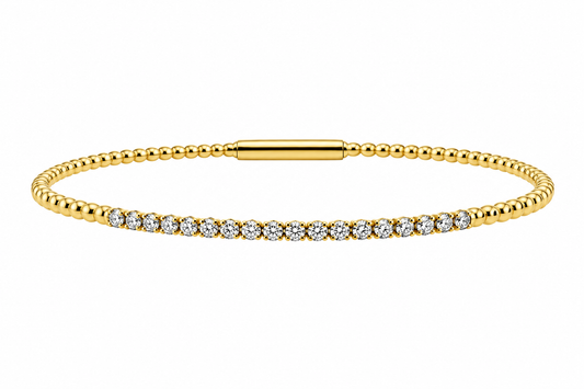 14ct Yellow Gold 0.42ct Diamond Set Flexi Bangle