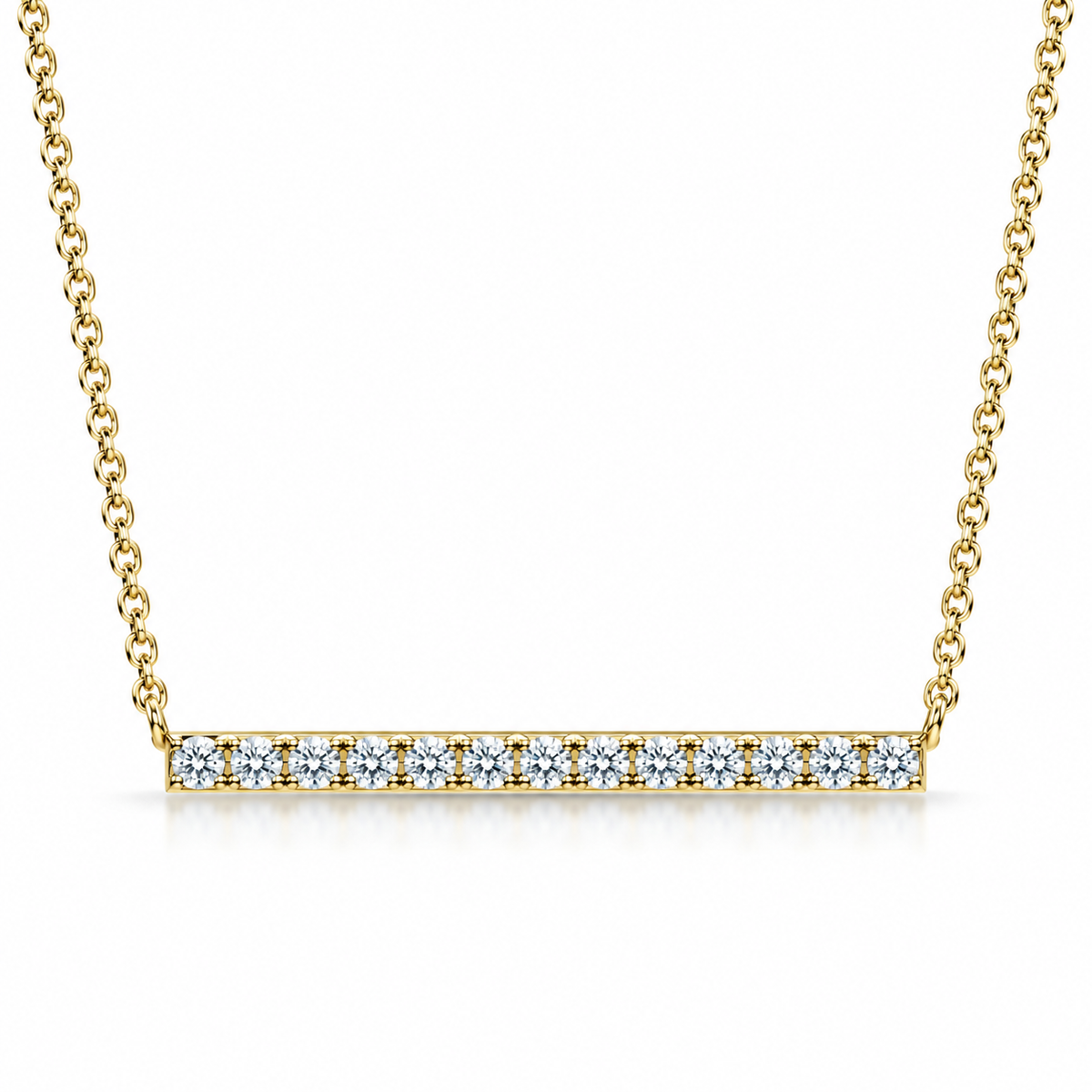 18ct Gold 0.40ct Diamond Set Bar Pendant Necklace