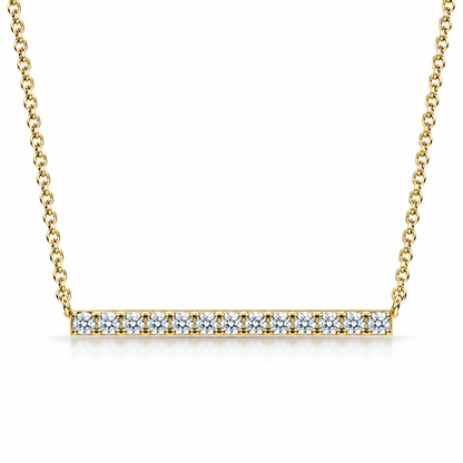 18ct Gold 0.40ct Diamond Set Bar Pendant Necklace