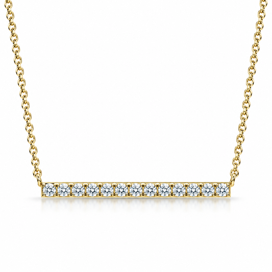 18ct Gold 0.40ct Diamond Set Bar Pendant Necklace