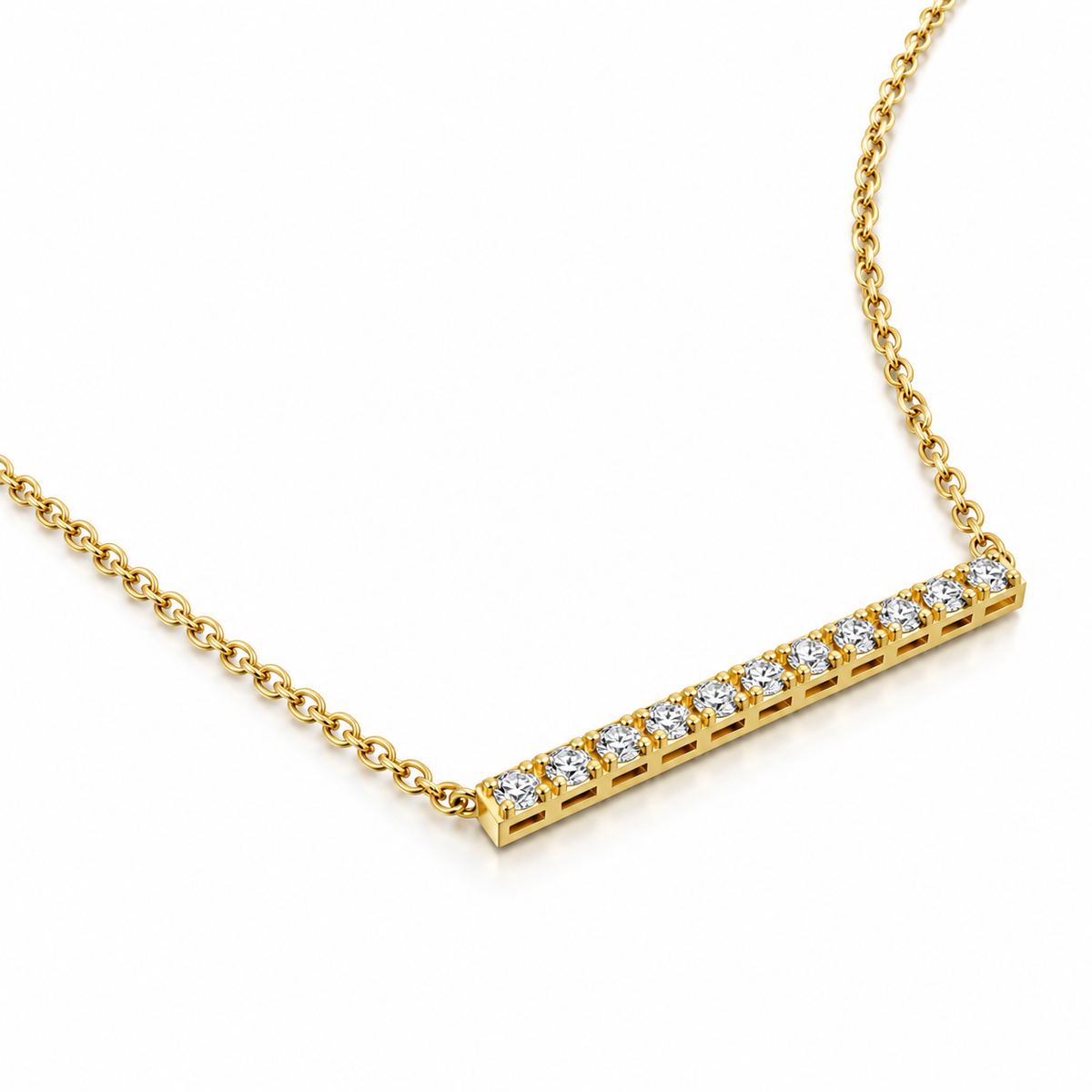 18ct Gold 0.40ct Diamond Set Bar Pendant Necklace