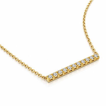 18ct Gold 0.40ct Diamond Set Bar Pendant Necklace