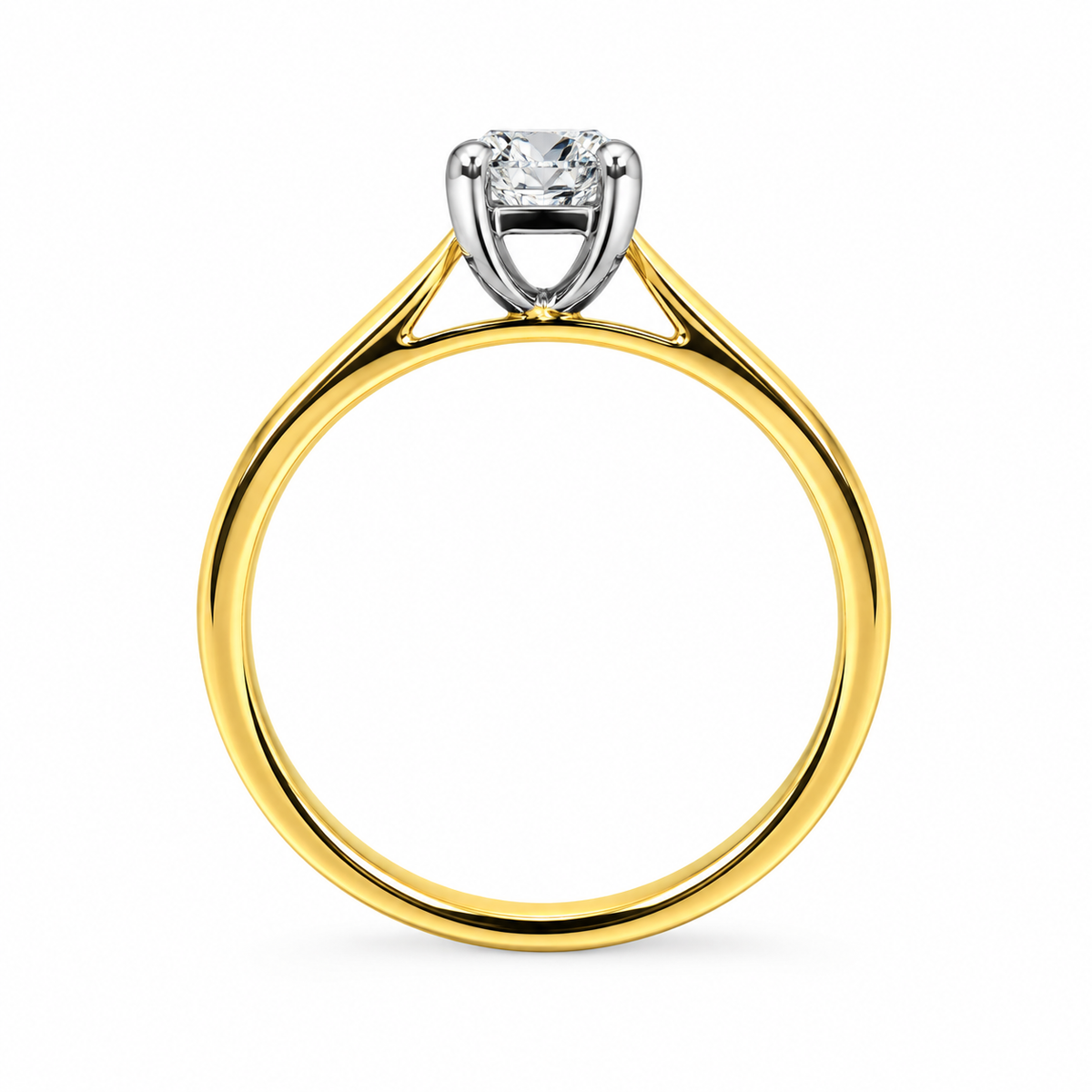 18ct Yellow Gold & Platinum Solitaire 4 Claw Set 1.00ct Single Stone Radiant Cut Diamond Ring