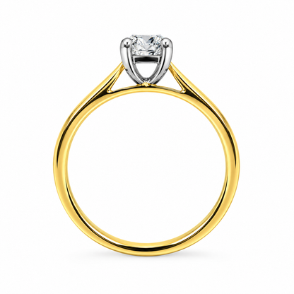 18ct Yellow Gold & Platinum Solitaire 4 Claw Set 1.00ct Single Stone Radiant Cut Diamond Ring