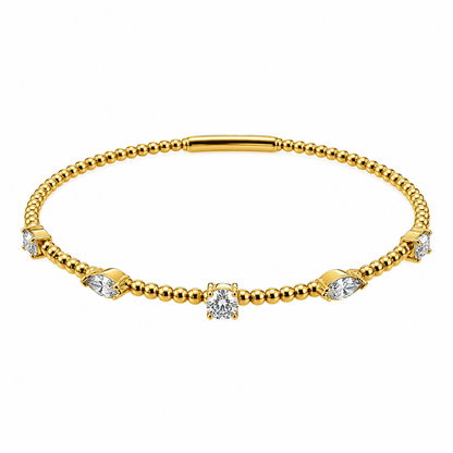 14ct Gold Multi-Cut Diamond Set Flexi Bangle