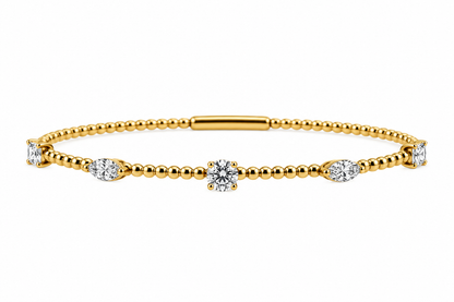 14ct Gold Multi-Cut Diamond Set Flexi Bangle