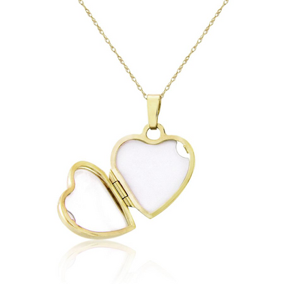 9ct Gold Heart Shaped Diamond Set Locket Pendant Necklace