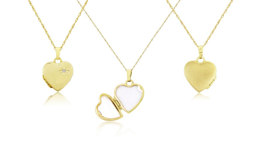 9ct Gold Heart Shaped Diamond Set Locket Pendant Necklace