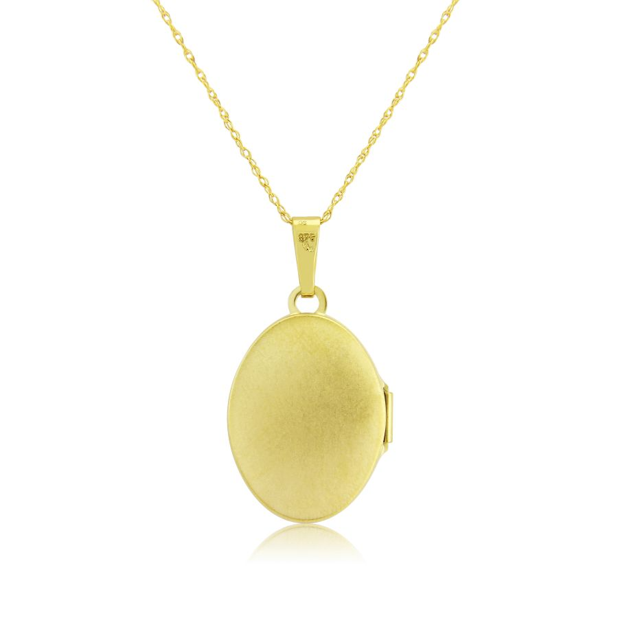 9ct Gold Hand Engraved Oval Locket Pendant Necklace