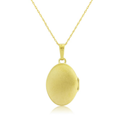 9ct Gold Hand Engraved Oval Locket Pendant Necklace
