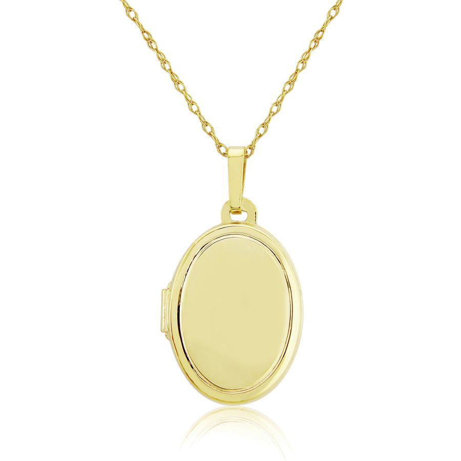 9ct Gold Polished Oval Locket Pendant Necklace