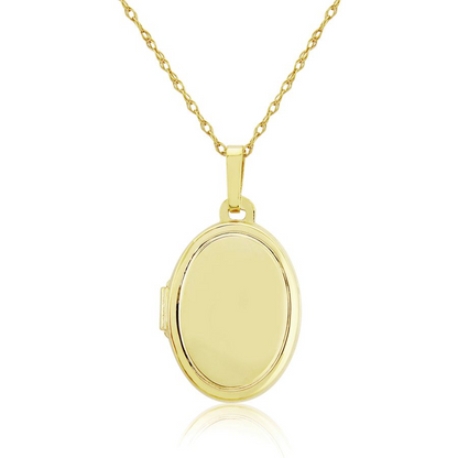 9ct Gold Polished Oval Locket Pendant Necklace