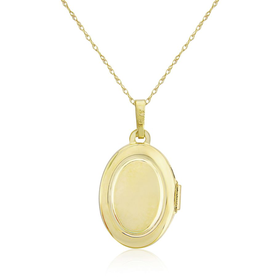 9ct Gold Polished Oval Locket Pendant Necklace