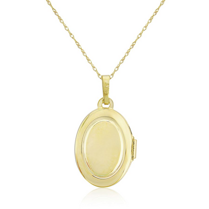 9ct Gold Polished Oval Locket Pendant Necklace