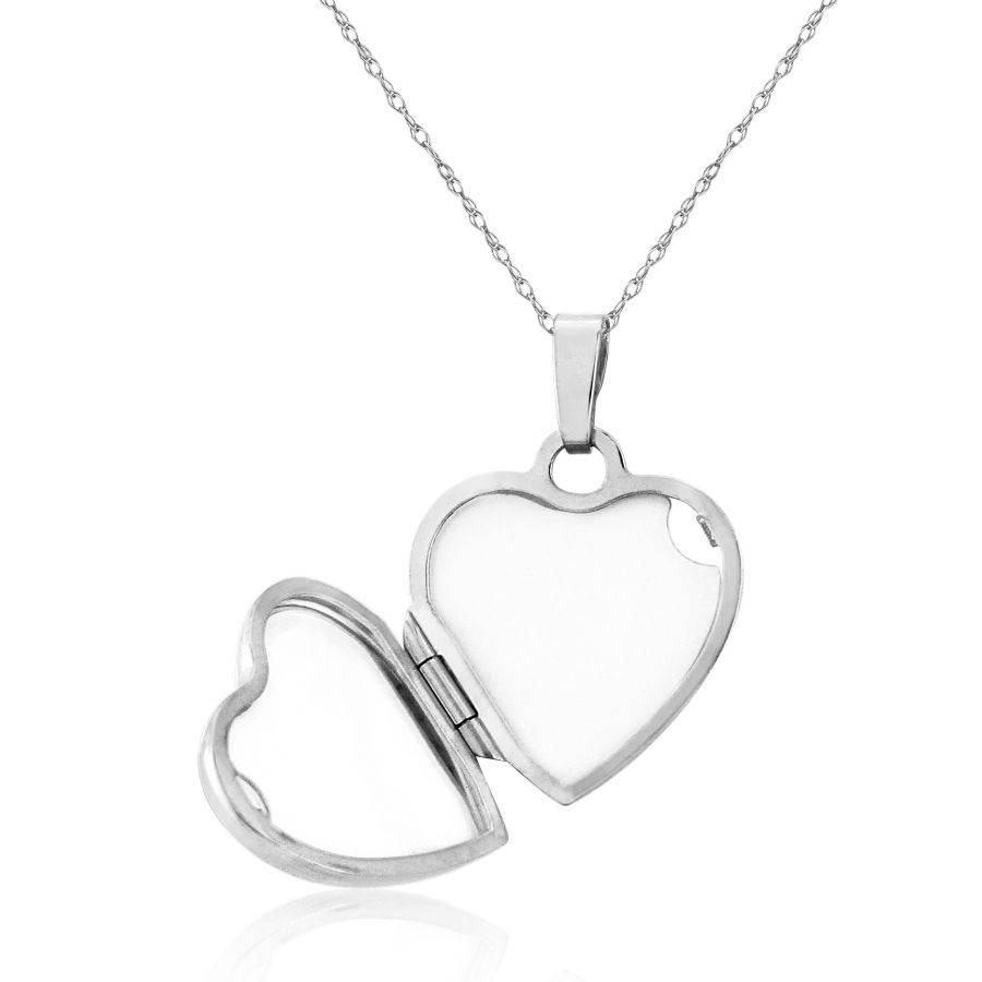 Sterling Silver Heart Shaped Diamond Set Locket Pendant Necklace