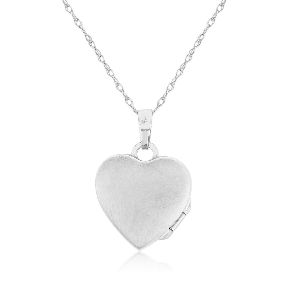 Sterling Silver Heart Shaped Diamond Set Locket Pendant Necklace