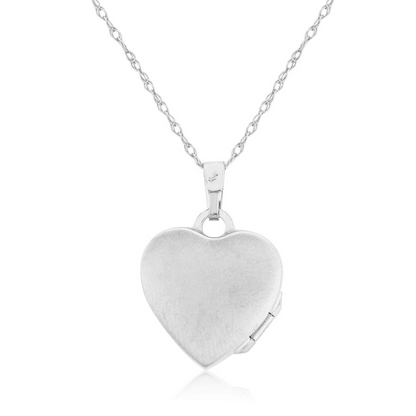 Sterling Silver Heart Shaped Diamond Set Locket Pendant Necklace