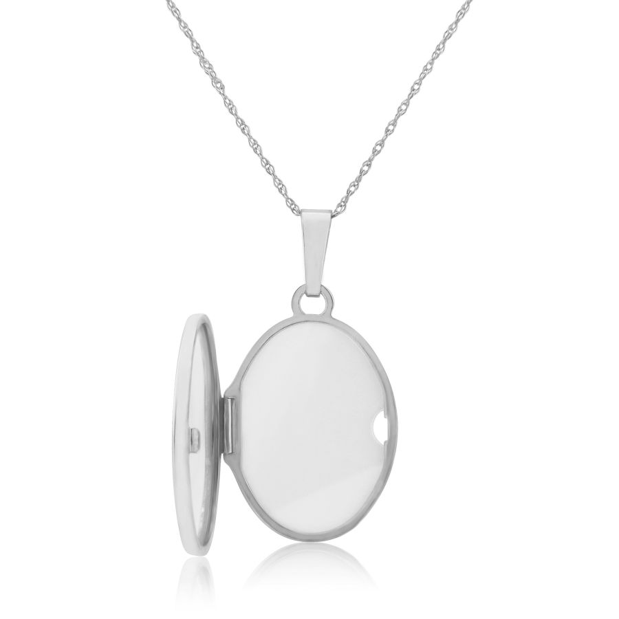 Sterling Silver Oval Engraved Locket Pendant Necklace