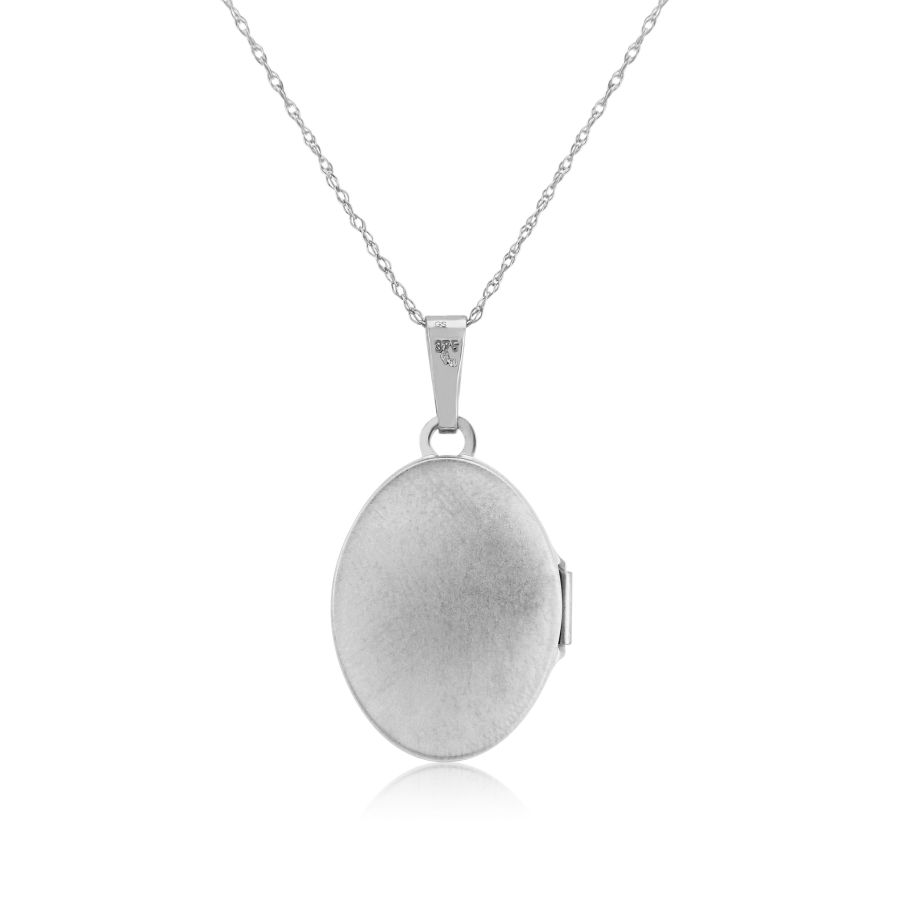 Sterling Silver Oval Engraved Locket Pendant Necklace