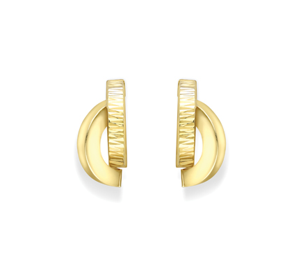 9ct Gold Crossover Diamond Cut & Polished Hoop Style Earrings