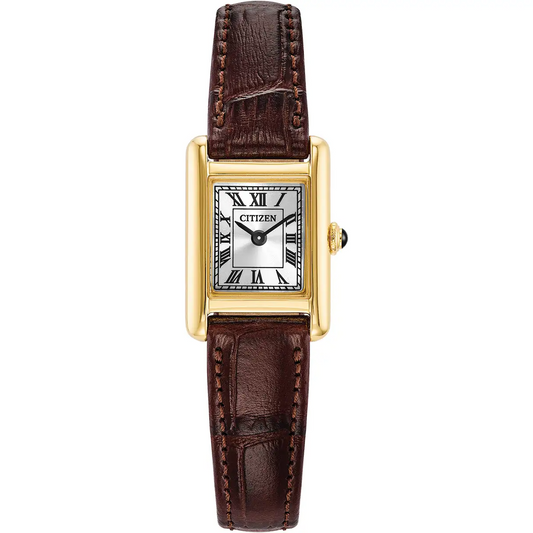 Citizen Eco-Drive Fio Roma Silver Dial Gold Plated Womens Watch EG2797-13A