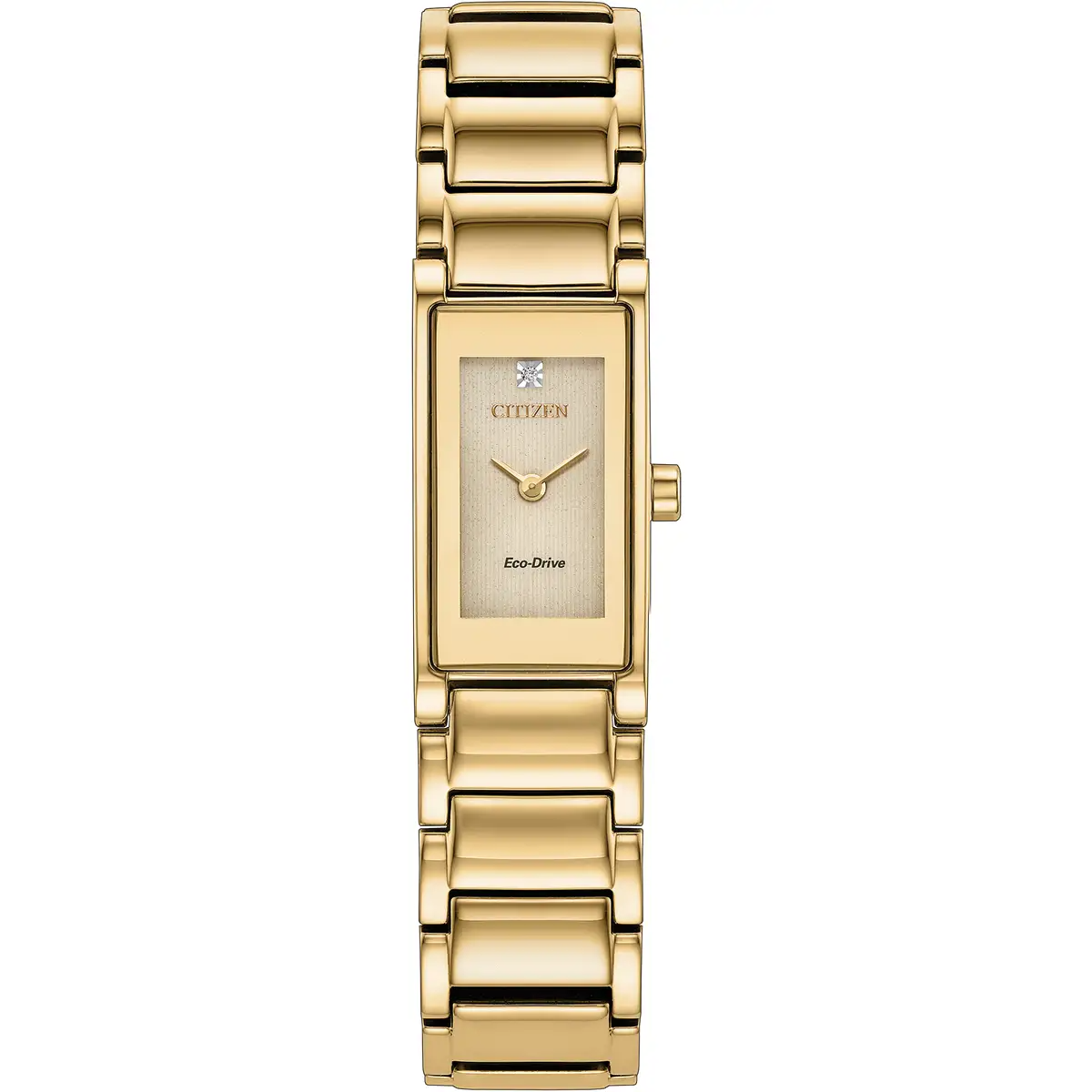 Citizen Eco-Drive Axiom Diamond Set Champagne Dial Gold Plated Womens Watch EG7052-59P