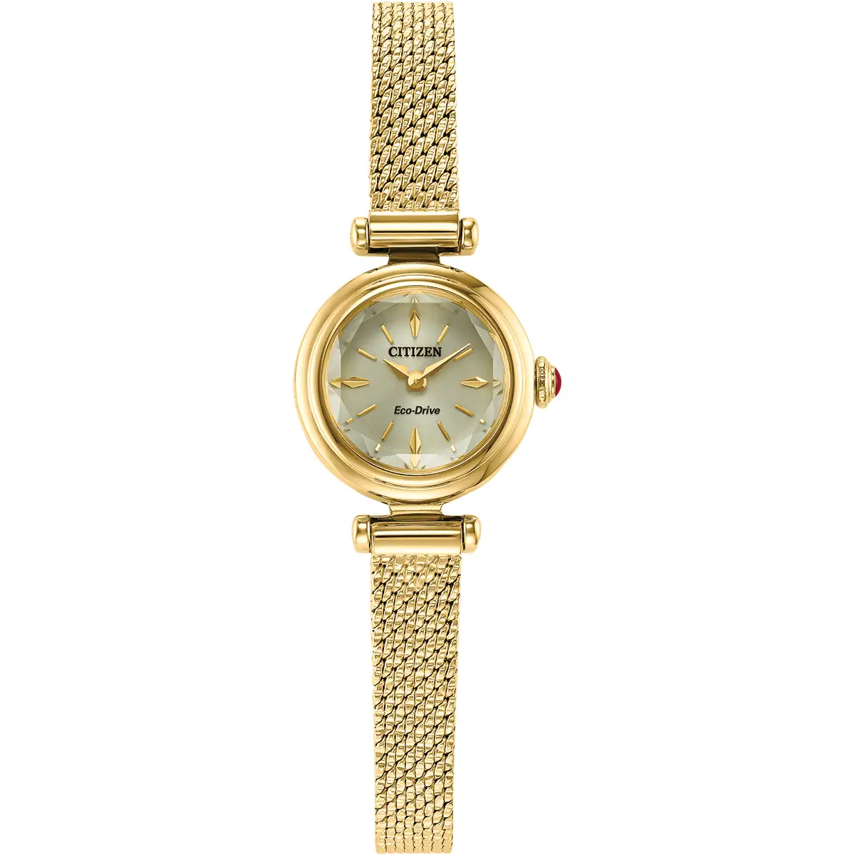 Citizen Eco-Drive Fio Champagne Dial Gold Plated Womens Watch EG7086-57P